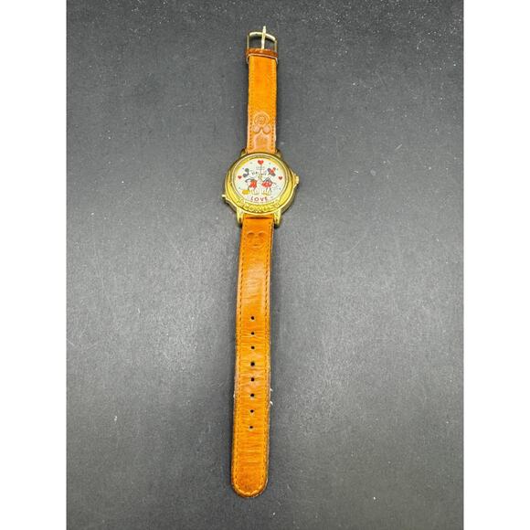 Lorus Disney Musical Mickey & Minnie Love Watch With Brown Leather Band